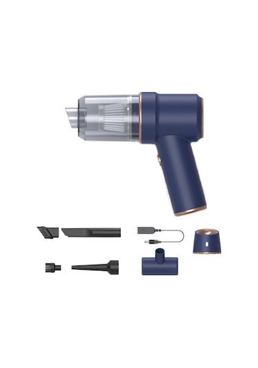 CBTxGlobal Küçük Kablosuz Şarjlı Araç Süpürgesi El Tipi Yüksek Güçlü Elektrikli Süpürge 117cg-mavi