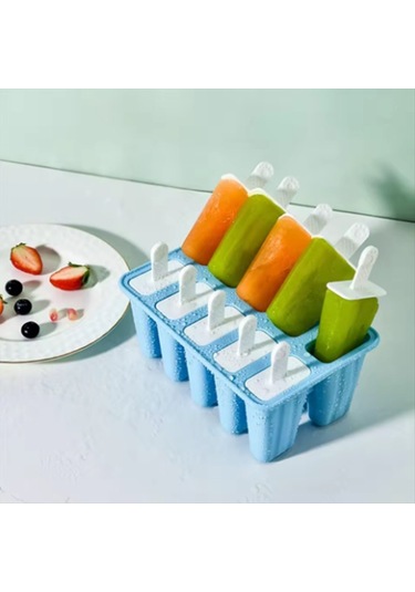 Gatherco Popsicle Kalıpları 10 Parça Popsicle Kalıpları Silikonsuz Buz Kolay Çıkarılan Popsicle Kalıbı 10 Çubuk Buz Kolay 10 Mavi