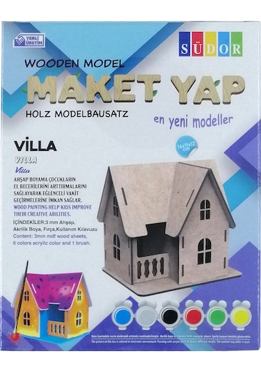 Südor Ahşap Maket Villa Boyama Seti 14X11X12 Cm N Md2-04
