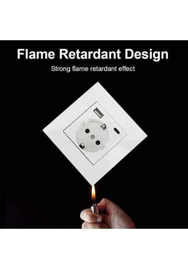 Trendooze Beyaz Almanya Priz Usb-c 16a Ab Adaptör, Pc Paneli Entegre