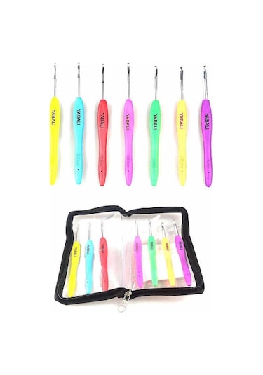 Yabalı Silikon Saplı Yün Örgü Tığ Seti 7'Li