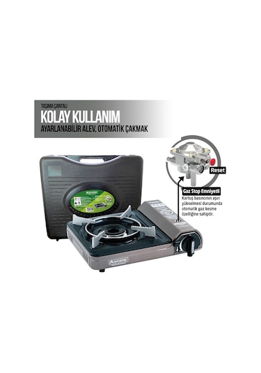 Orcamp Tekli Portatif Kamp Ocak Gaz Stop Emniyetli Çok Renkli