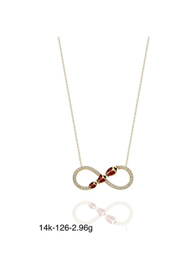 Üç Uğr Böceği Sonsuzluk İçinde Çok Güzel 14 Ayar Altın Kolye Altın