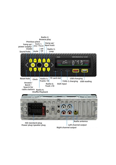 Teltree Oto Mp3 Çalar Bt 5.0免提 Fm Radyo 60w 4 Güçlendirici Çift Usb Kart Destekli Konum Bulma Fonksiyonu Araç Teçhizatı Pil Yok
