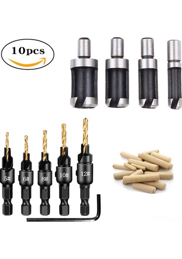 Maiyame Ahşap İşleme İçin Titan Kaplı Altıgen Saplı 6 Parça Delik Seti - Tüp Ve Düz Uçlu Delicilerle Dayanıklı Ahşap Delme Aracı