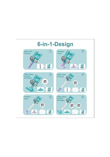 Pilli 6 Farklı Fonksiyonlu Dikey Oyuncak Süpürge