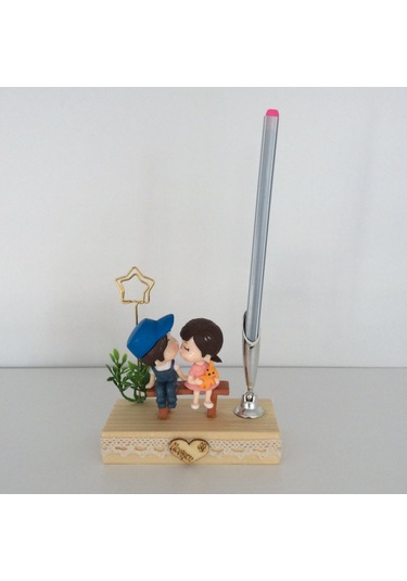 Bankta Oturan Romantik Sevgililer Notluk Biblo Model 2 Diğer