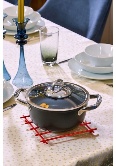 4'lü Kırmızı Servis Sunum Seti, Peçetelik, Kağıt Havluluk, Kare Ekmeklik, Nihale - Metal