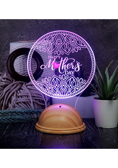 Happy Mother's Day İşlemeli Anneler Günü Hediyesi Led Gece Lamba