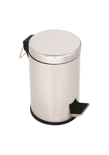 Lider Kapaklı Çöp Kovası Krom Paslanmaz Çelik 12 Litre Krom