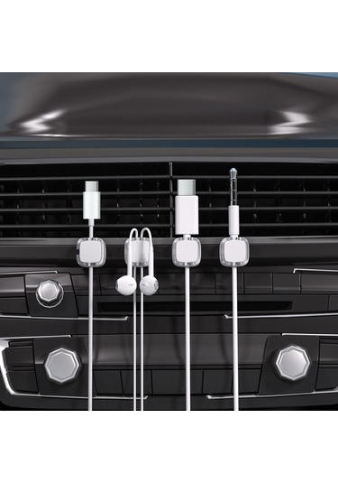 Skycity Siyah 6'lı Transparan Manyetik Kabloluk Tutucu - Masaüstü Veri Şarj Kablosu Düzenleyici, Kolay Kurulum, Dayanıklı Malzeme