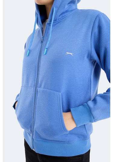 Slazenger Mılıo I Kadın Fermuarlı Kapüşonlu Cepli Indigo Sweatshırt Indigo