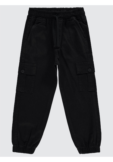 Civil Boys Bel Paça Lastikli Kargo Cepli 6-9 Yaş Pantolon - Siyah