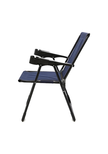 Silva 4 Adet Kamp Sandalyesi Bardaklıklı Lüks Lacivert + MDF Masa Lacivert