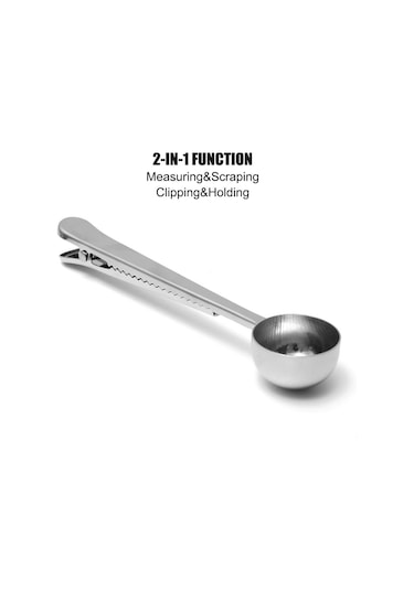Ranyeek 430 Çelik 2'li Fonksiyonlu Kahve Kaşığı Ve Poşet Kapama Klipsi - Çay, Süt Tozu, Şeker İçin Taze Tutucu Ve Anti Yapışkan Diğer