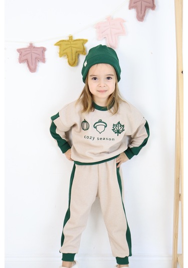 Miababy Cozy Nakış Baskılı 3lü Takım Koyu Yeşil