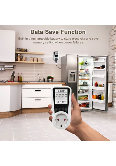Yuntech01 Beyaz Avrupa Standartlı Akıllı Prizi - Enerji Tüketim Ve Maliyet Ölçer, Büyük Ekranlı, Ac230v-250v 250V 16A