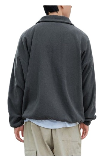 Genıus Store Erkek Polar Oversize Sweatshirt Füme