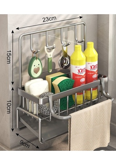 Dancemonkey Lichen Mutfak Duvara Monte Edilebilir Çok Fonksiyonlu Raf, Gri Lo Gri