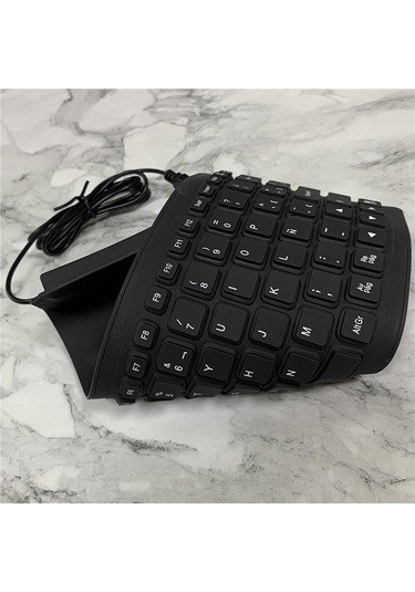 Yunboo 84 Tuşlu Usb Kablolu Su Geçirmez Katlanabilir Silikon Klavye - İspanyolca Siyah
