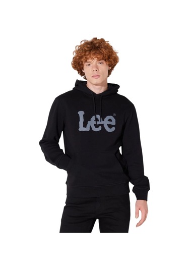 Lee Cooper Normal Kesim %100 Pamuk Kapüşonlu Sweatshirt Sİyah