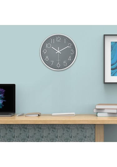 Pazly Suntek Saat Pille Gri-beyaz Gri Geçmez Duvara Çalışan Beyaz Asma 11.8 Mm Çok Renkli