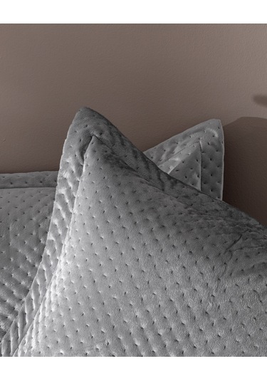 Boulogne Tek Kişilik Kadife Yatak Örtüsü - Antrasit 8682116999571 Gri