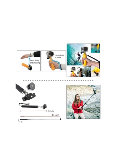 20-in-1 Gopro Eylem Kamera Aksesuarları Kiti Açık Spor Göğüs Bilek Kayışı Kafa Bandı Tripod Bağlama Aparatı Parça Seti