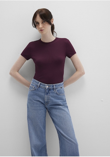 Mavi - Bordo Basic Tişört 1613081-70434 Bordo