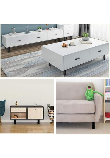 Mufunye 4 Ayarlanabilir Siyah Ayak 200mm Yükseklik Kalınlaştırmak Dolap Ayakları Masa Ayakları Mobilya Ayakları, Paslanmaz Çelik Ayarlanabilir Yükseklik 0-15mm Paslanmaz Çelik Vidalarla Birlikte Gelir