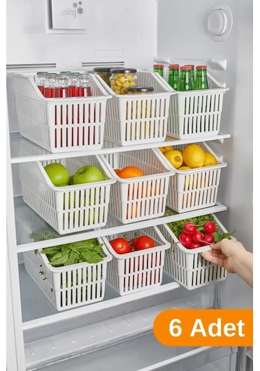 Kapris Buzdolabı Dolap İçi Düzenleyici Organizer 6 Adet Jumbo Boy Org-23 Beyaz