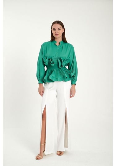 Modatalika Kadın Özel Tasarım Beli Lastikli Gömlek 001