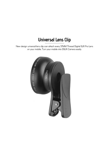 Samdoo Apexel Apl-0.45wm Cep Telefonu Lens Seti: 0.45x Geniş Açı + 12.5x Makro, Evrensel Klem, Temizlik Mendili Ve Taşıma Çantası - Siyah