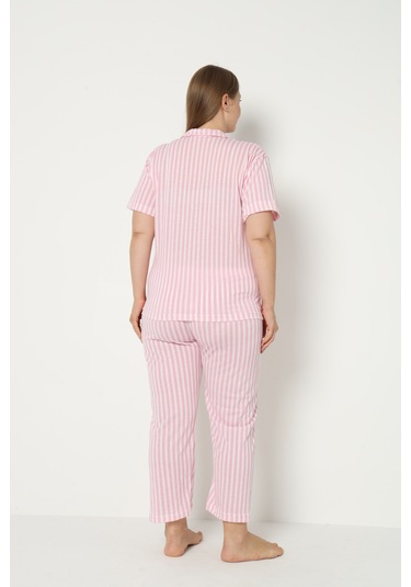 Sleeproom Yazlik Düğmeli Büyük Beden Ev Giyim Pembe