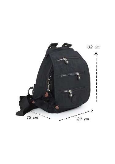 Küçük Boy Krinkıl/klinkır Su Geçirmez Çok Gözlü Uzun Askı Günlük El Omuz Ve Sırt Çantası Siyah 13-5a Siyah