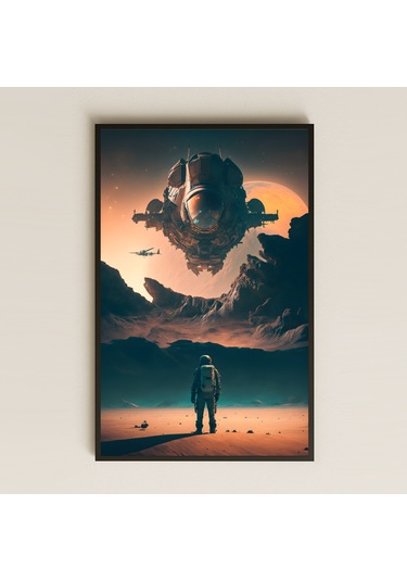 Dev Uzay Gemisine Bakan Astronot Temalı Pleksi Tablo - Sinematik Bilimkurgu Dekoru