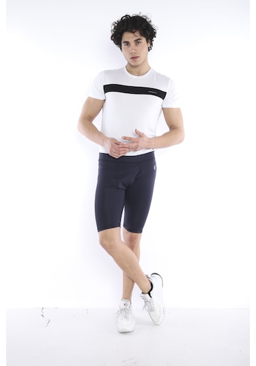 Escetic Erkek Spor Lacivert Kısa Tayt -CC- B1130-4023