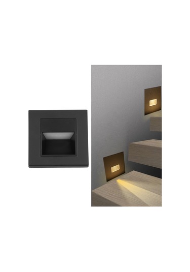 Hangfox Gömülü Led Merdiven Işığı 1.5w 3000k Sıcak Beyaz Sabit Aydınlatma Abs Akrilik Merdiven Koridor Aydınlatıcısı Siyah 85-220v Siyah