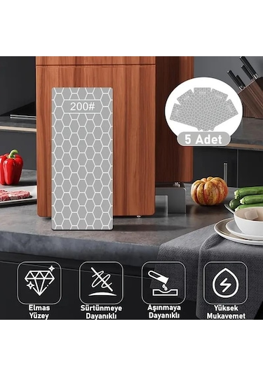 Valkyrie 5 Adet Elmas Biley Seti Bıçak Bileme Taşı Sulu Veya Susuz Biley Uzun Ömürlü Aşınmaz 200 400 600 1000 2000 Grit