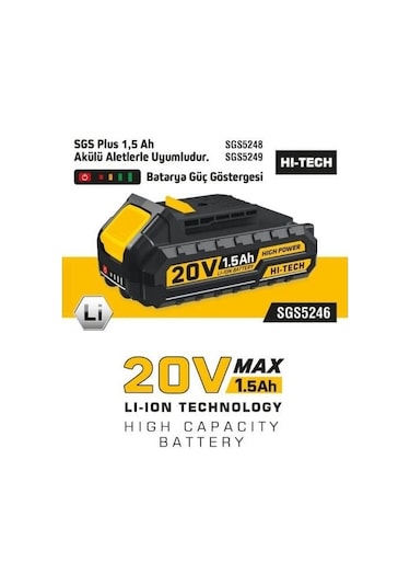 Sgs5246 Akülü Vidalama Yedek Batarya 20 Volt - 1.5 Amper