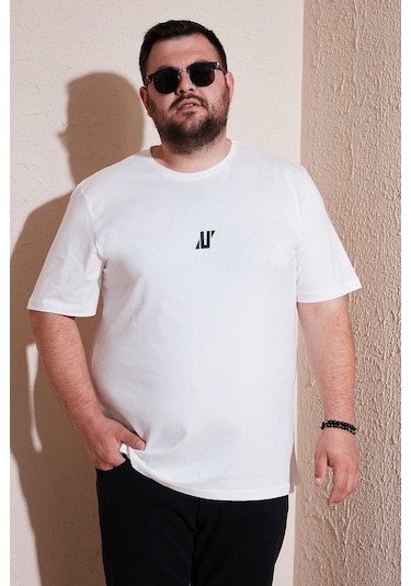 Buratti Pamuklu Regular Fit Bisiklet Yaka Büyük Beden Erkek T Shirt 5902753B Beyaz