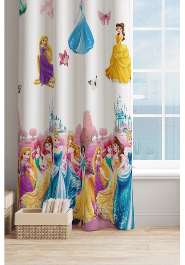 Uzay Gemisi - Gemici Gemi - Balonlu - Elisa Prenses Desenli Renkli Çocuk Odası Fon Perde Çok Renkli