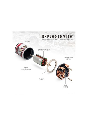 Yunboo 540 Fırçalı Motor, Tırmanma Araçları İçin Yüksek Tork, Su Geçirmez Paslanmaz Çelik Kasa, Değiştirilebilir Karbon Fırçalar, 29t