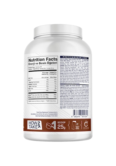 Proteinocean Whey Protein Çikolata - 1.6kg - 64 Servis