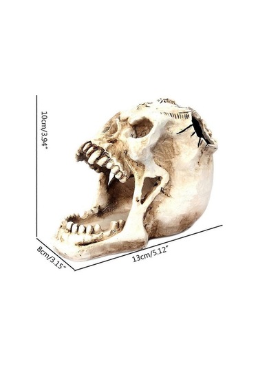 Fortunelane Kafta Baş Süsü İskelet Kalemlik Masaüstü Kalem Düzenleyici Makyaj Fırçası Araçları Depolama Beyaz