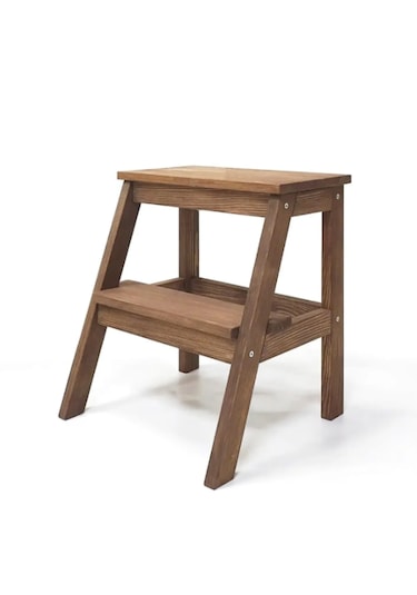 Merdiven Tabure ,ahşap Basamak Yükseltici Ceviz 6125