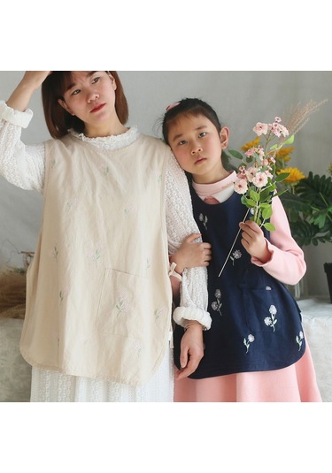 Dianziye Kumaş Çocuk Ve Anne-baba Desenli Gömlek Desenli Ev Ve Atölye Kullanıma Uygun Kısa Tip Fonksiyonel Apron Kahverengi, S Beden 110-150 Cm Khaki