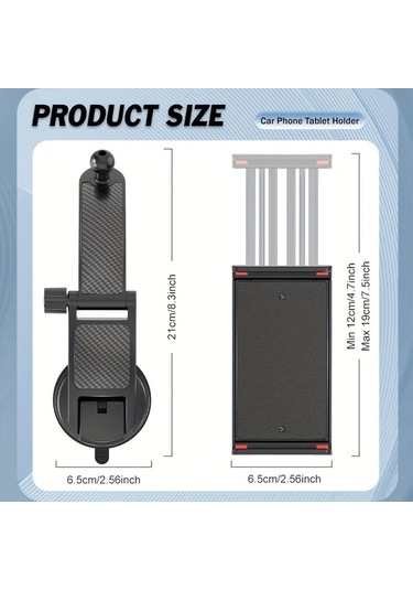 Primepickings Black Titreşim Önleyici Araç Telefon Tutucu Ayarlanabilir 4.7-12 İnç Akıllı Telefon Tablet İçin Güçlü Emici Kupa Abs