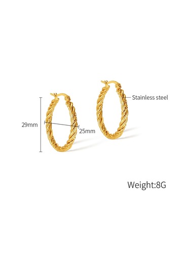 Sones Opk Ge960 1 Çift Paslanmaz Çelik Altın Kaplama Vintage Twist Küpe Altın