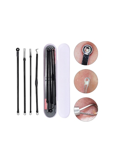 Ecoform Paslanmaz Çelik Sivilce Akne Siyah Nokta Komedon Aleti Siyah